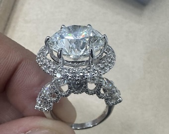 10.00 Cart Round   Diamond  Engagement Ring For Her | White Color VVS1 Solitaire Bridal Ring/Gift For Her.