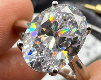 6.50 Cart Oval Cut Moissanite 14k Solid Gold Engagement , Anniversary Gift , Bridal,, Daily Ring