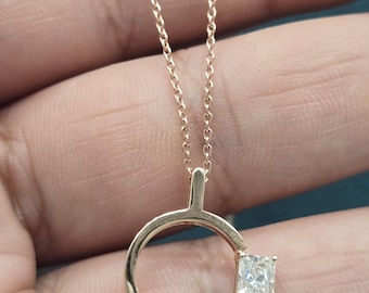 1.00ct Radiant Cut White VVS Moissanite Diamond Sterling Silver Pendant Necklace,  For Her/Him.