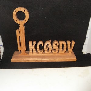 Personalized oak amateur ham radio call sign with D-104 silhouette- Perfect addition to your shack ! FREE SHIPPING Lower 48 states only