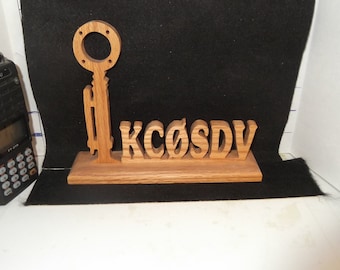 Handcrafted Personalized Oak Ham Radio Call Sign - D104 Microphone, Oak Amateur Ham Radio Call Sign, Ham Radio Gift.