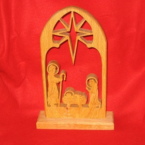 Handcrafted Oak Nativity Silhouette