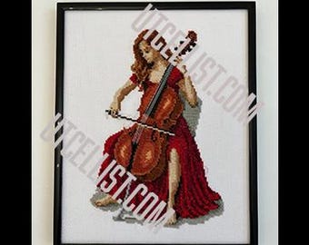 Woman playing the Cello barefoot