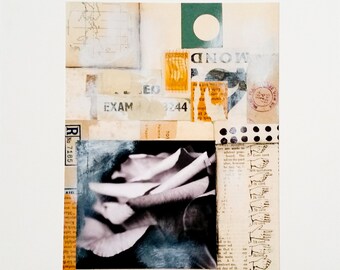 Original paper collage, mixed media collage, vintage paper collage