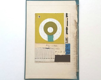 Original collage, vintage paper collage, paper and book parts collage