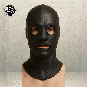 Leather Mask | Leather Full Head Mask | Leather Hood | Black Leather Mask