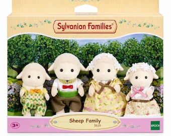 Sylvanian Families Sheep Family – 4 Posable Animal Figures Set, Calico Critters Dollhouse Miniature Toy Gift 3+