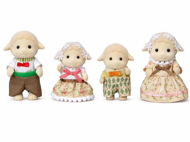 Sylvanian Families Sheep Family – 4 Posable Animal Figures Set, Calico Critters Dollhouse Miniature Toy Gift 3+ image 2