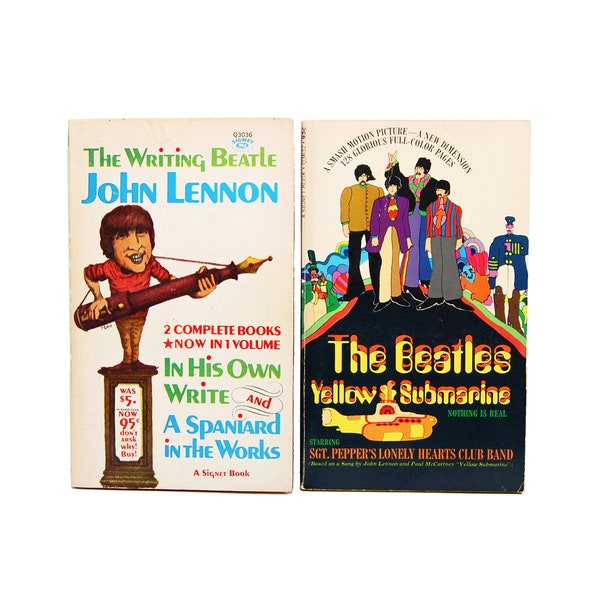 1960s Vtg 1st Editions Yellow Submarine John Lennon 2 Book Set Paperback Covers Illustrated Music Beatles Books