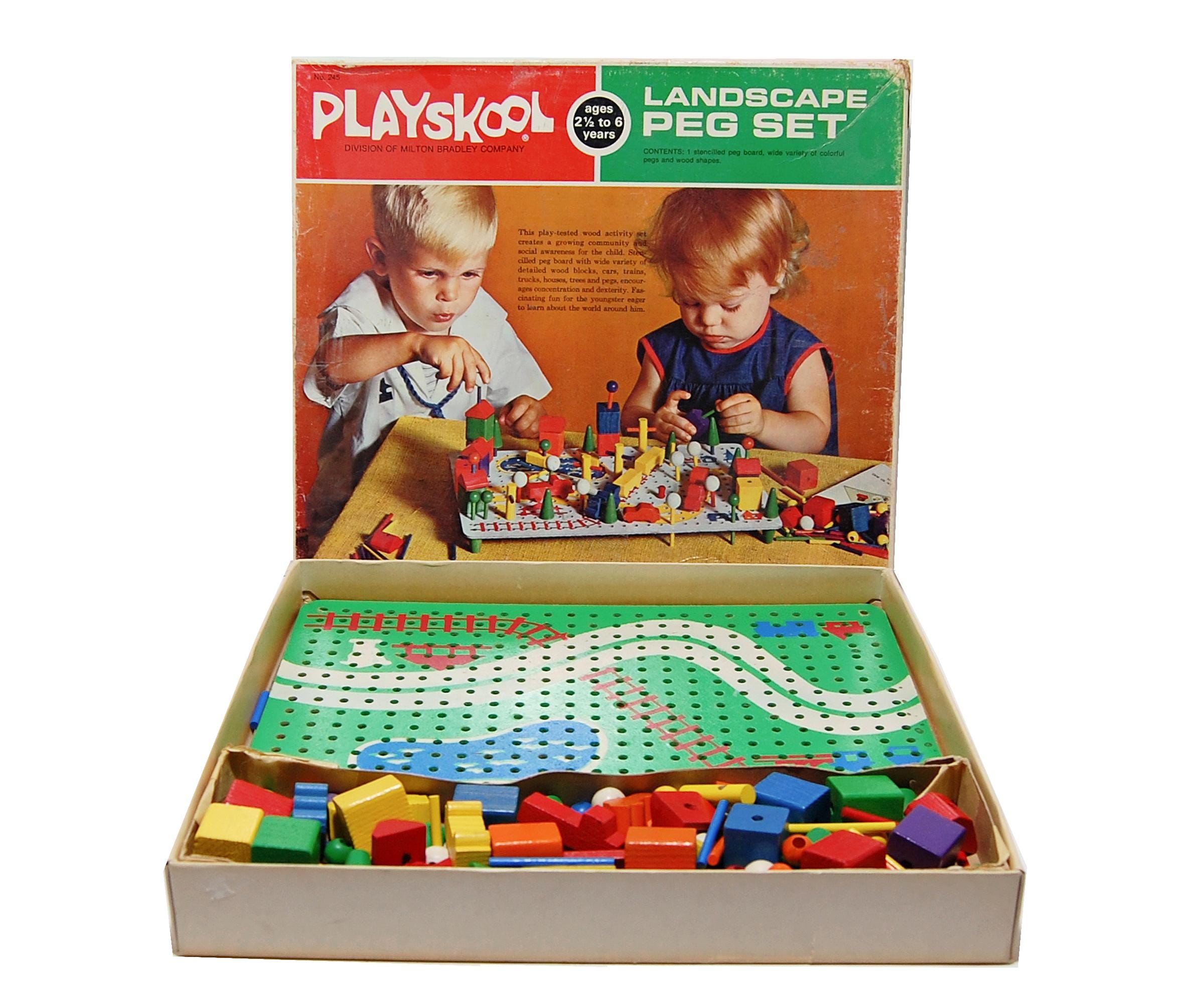 1969 Vtg Playskool Landscape Peg Set No.245 Big Set With All