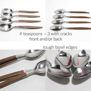 1960s MidCentury Vtg Ekco Eterna Canoe Muffin Flatware 12 Pieces Stainless Steel Japan Danish Modern Style MCM Forks Spoons Damaged image 7