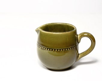 1970s Olive Green Creamer Old Hoganas Keramik 650 Made In Sweden 70s Vintage Swedish Dishes Stoneware