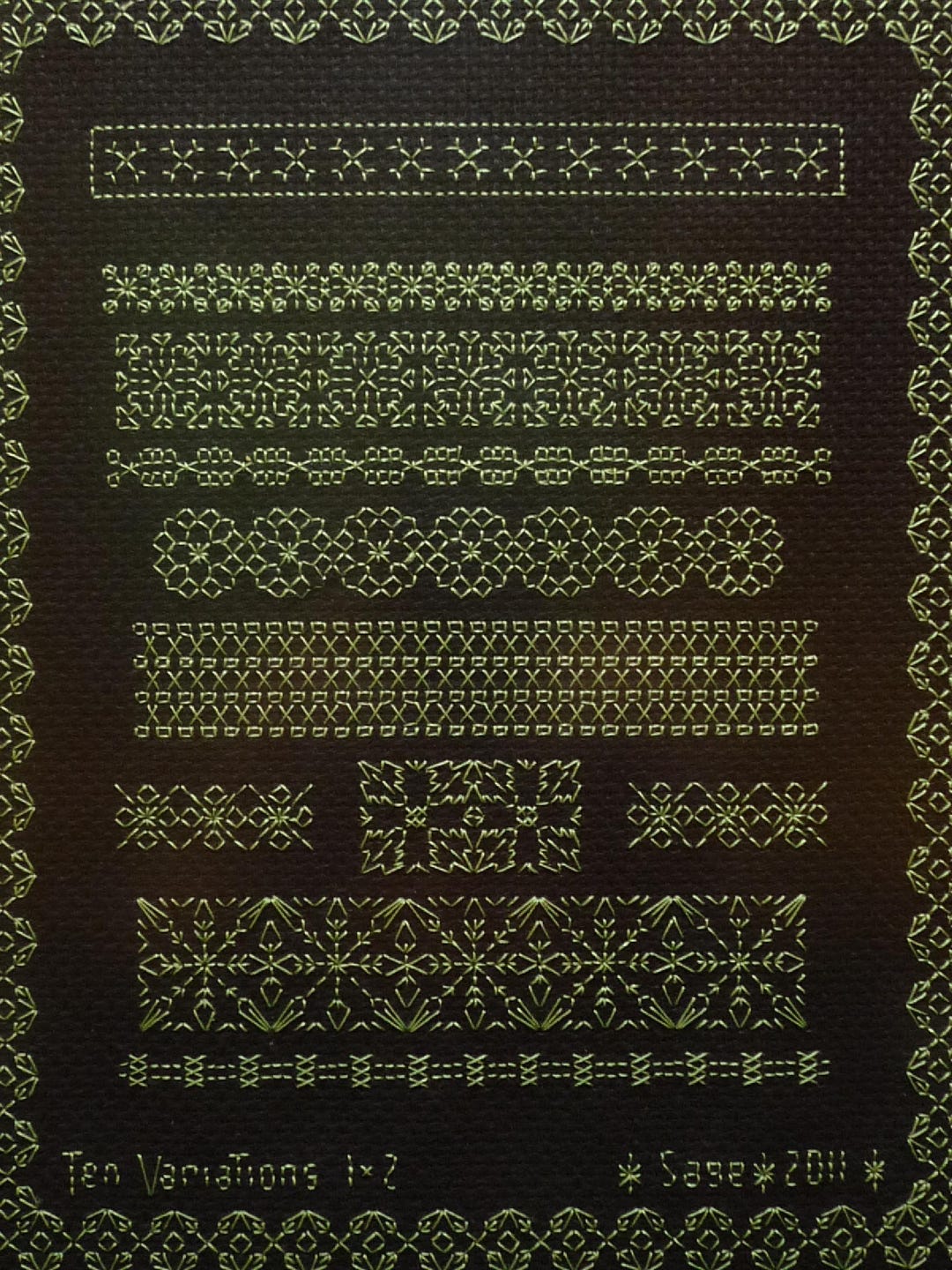 Hand Stitched Blackwork Sampler an Original Graphic Design Featuring ...
