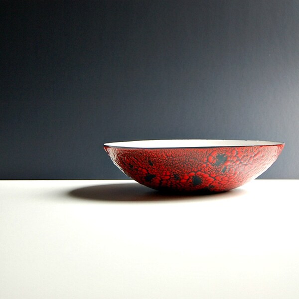 1960s Vintage Hanova of Pasadena Brutalist Red Molten Lava Bowl Erwin Proust Bob Hill Very Hot Very Cool 1960s Hollywood Artists