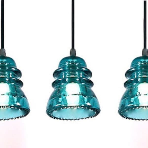 Set of 4 Blue Insulator Pendant Lights - The Original Authentic Insulator Light