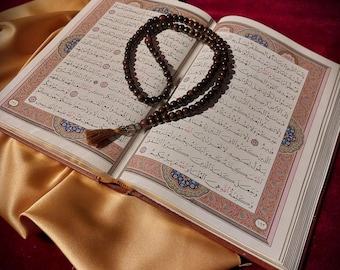 Rosario de meditación sufí - Misbaha de rosario musulmán, Tasbih de 99 cuentas para dhikr, cuentas de oración islámicas con cuentas de madera y punta de tulipán