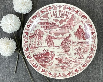 Las Vegas Nevada transferware souvenir plate - Vernon Kilns - collectible USA plate