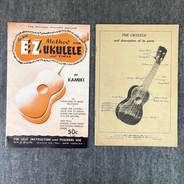 Wm. J. Smith ukelele and tiple instruction books 1949, 1952 - vintage music