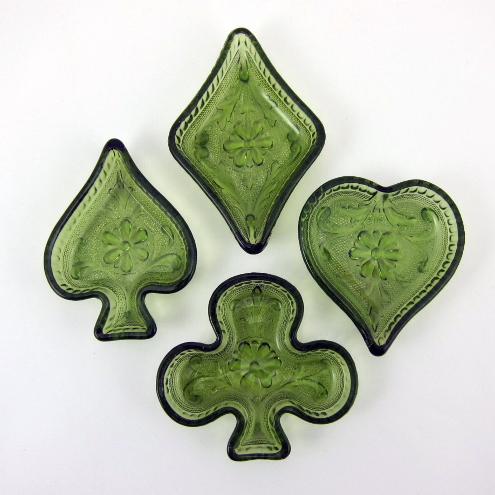 Set of 4 card suit ashtrays by Indiana Glass Etsy