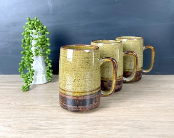 Stoneware stein mugs - set of 3 - 1970s vintage
