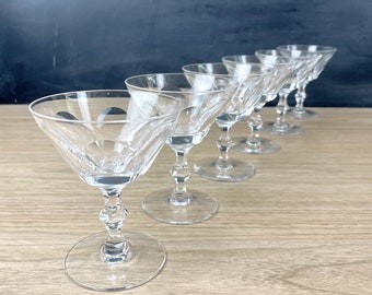 Crystal thumbprint pattern coupe glasses - set of 6