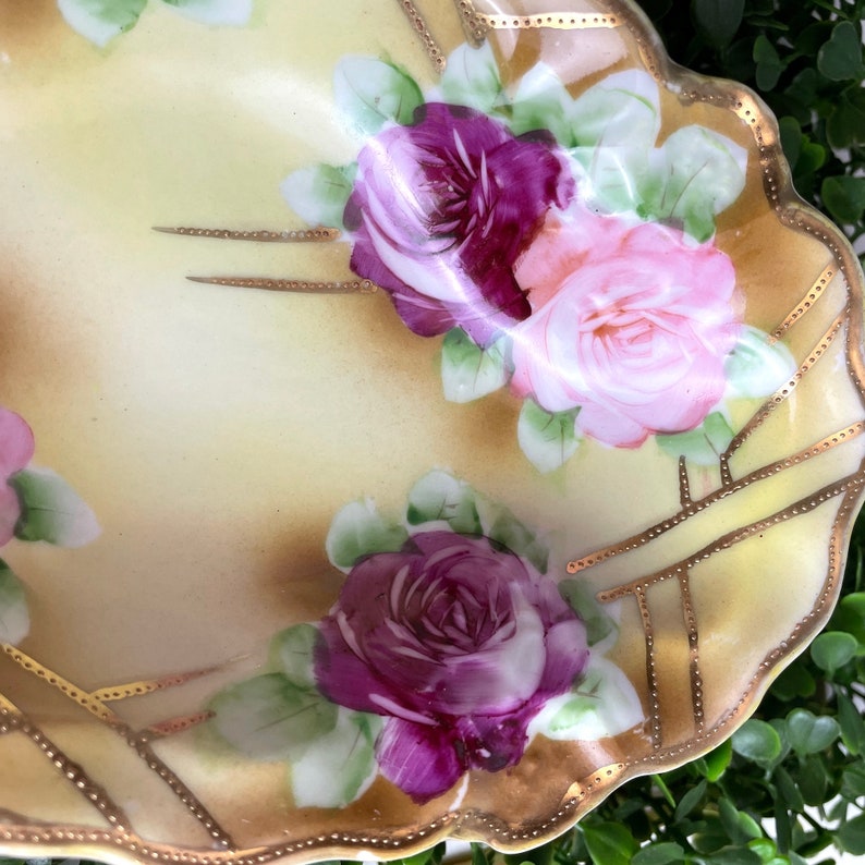 Nippon hand painted decorative bowl vintage floral bowl image 2