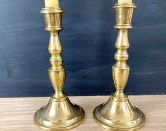Heavy brass candlestick pair - 8" - vintage brass