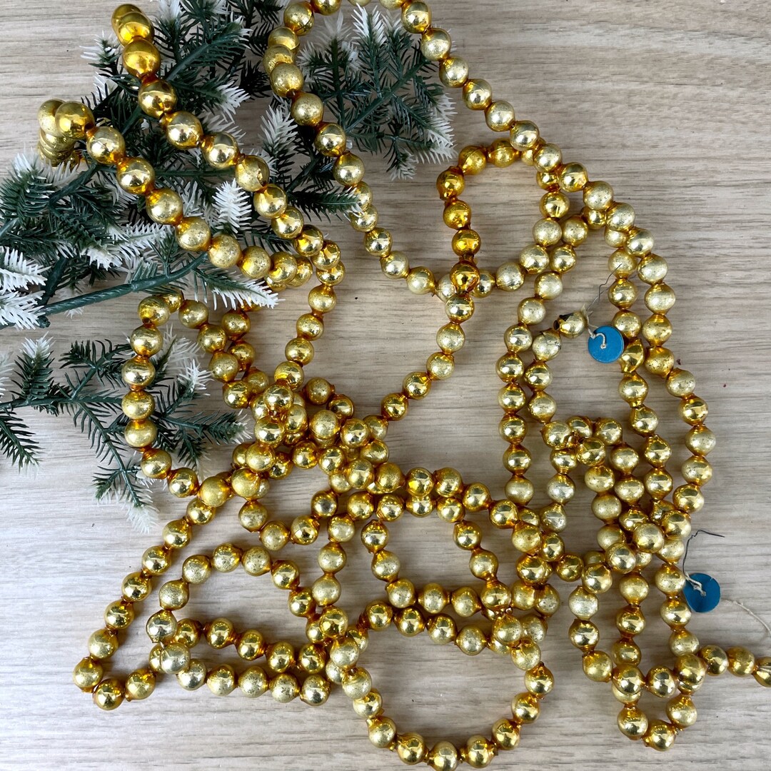Antique Gold Glass Ball Garland 11' Vintage Christmas Etsy