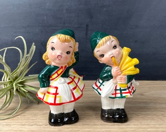 Scottish boy and girl salt and pepper shakers - 1950s vintage