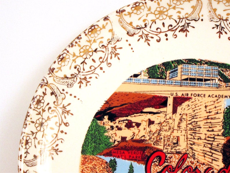 Air Force Academy Colorado landmarks Colorado collectible Mesa Verde Vintage Colorado souvenir state plate USA travel souvenir