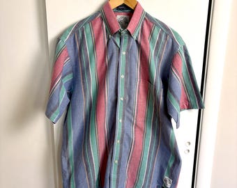 Chemise boutonnée rayée Salty Dog Gant - Taille M-L - Vintage des années 1990