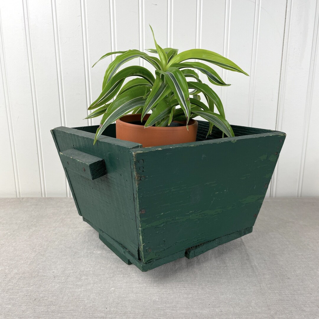 Rusic Green Painted Wooden Planter 1950s Vintage - Etsy