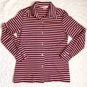 1970s red, white and blue striped tunic with belt size XS image 8