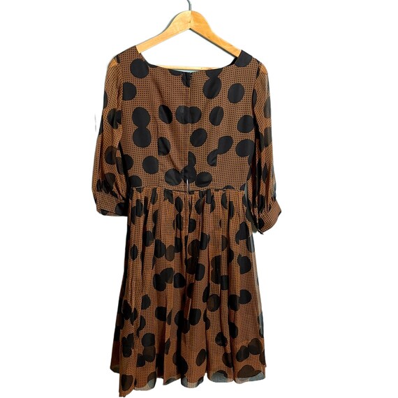 1960s vintage brown and black polka dot dress - s… - image 7