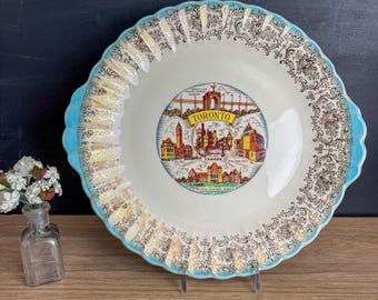 Toronto Canada souvenir handled cake plate from the 1950s - vintage travel souvenir