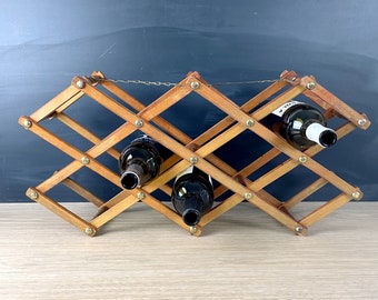 Folding wine rack - unfinished wood - vintage wine storage