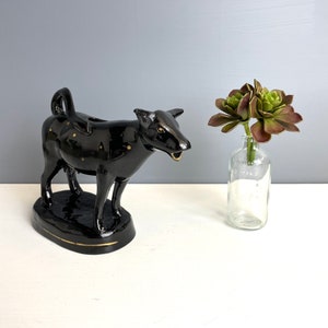Jackfield-style pottery laughing cow creamer - late 1800s vintage