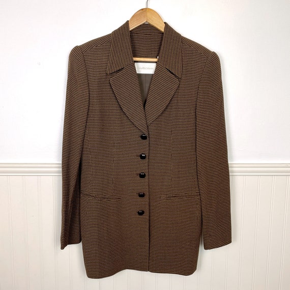 1980s Dana Buchman brown checked jacket - size me… - image 6