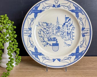 Vintage 1960 Wiltz Luxembourg Souvenir Plate - Boch Freres Belgium - Limited Edition No 50 - Ardennes Coat of Arms