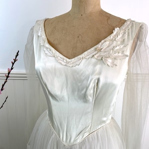 Satin and tulle wedding gown size small vintage wedding dress image 2