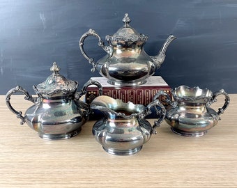 Pairpoint #335 quadruple silverplate 4 piece tea set - antique serving set