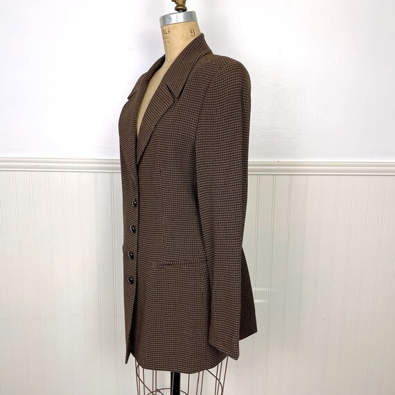 1980s Dana Buchman brown checked jacket - size me… - image 2