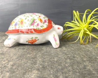 Chamart Limoges turtle trinket box - vintage fine porcelain