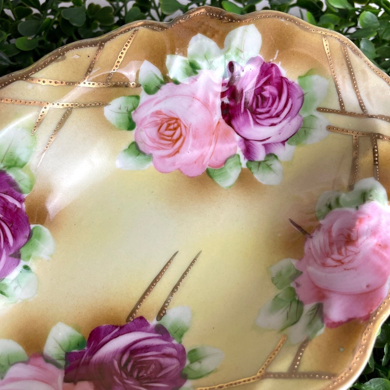Nippon hand painted decorative bowl vintage floral bowl image 3
