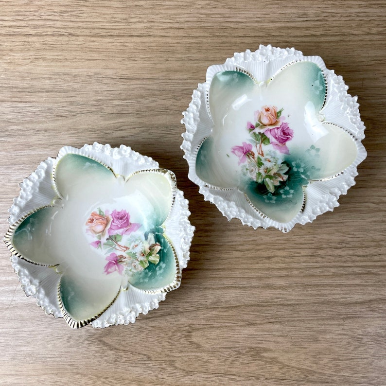 R.S. Prussia roses and daisies berry bowl set of 5 antique serving pieces image 6