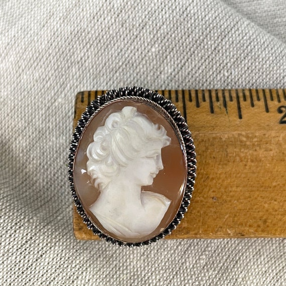 Sterling and shell cameo - 1940s vintage - image 5