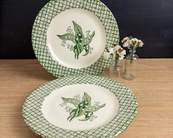 Lily of the Valley Dinner Plates - Primrose China Co.- set of 2 - 1950s vintage