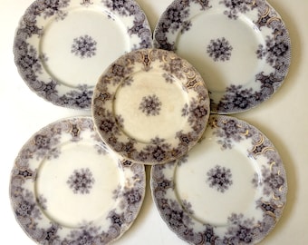 Wood and Son Keswick purple plate collection - 4 pieces - circa 1900s
