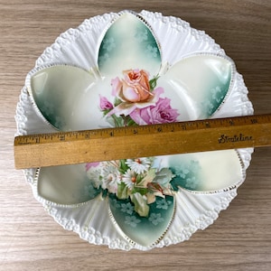 R.S. Prussia roses and daisies berry bowl set of 5 antique serving pieces image 4