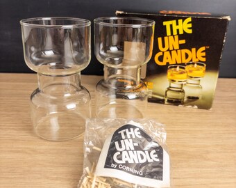 Corning Un-Candle Vintage 5" Floating Candle Set New in Box NOS - 1970s vintage